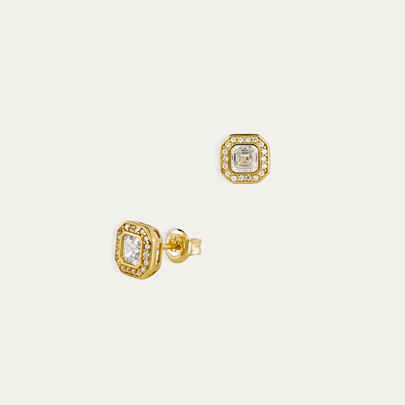 Pendientes Oro Circonitas Square Adelia