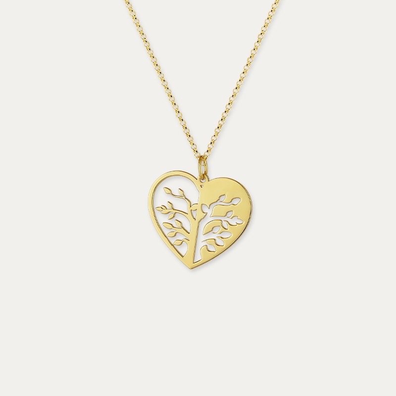 Cadena Colgante Plata Dorada Corazón BioLife