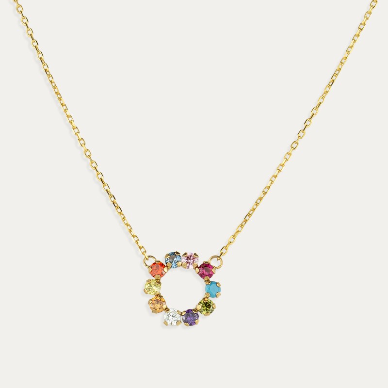 Collar Oro Aro Piedras Color Sands