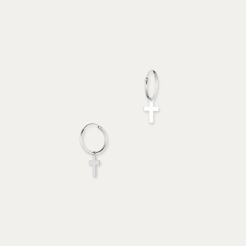 Pendientes Plata Aro Cruz Classic