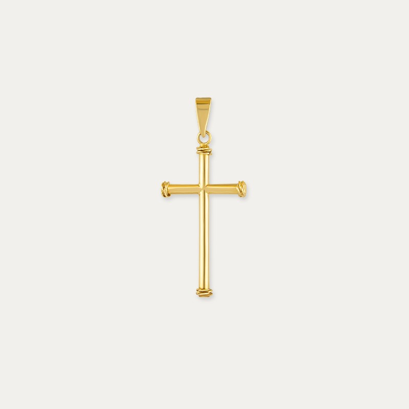 Colgante Oro 18k Cruz Tubular Holy