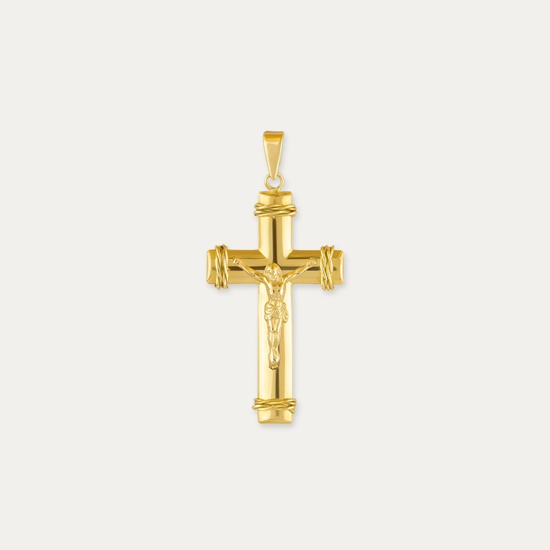 Colgante Oro 9k Cruz Plana Cristo First