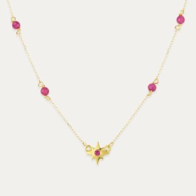 Collar Oro Estrella Piedras Color Rubí Polaris