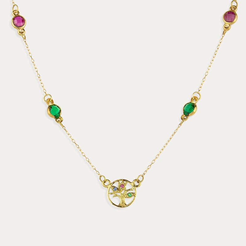 Collar Oro Piedras Color Árbol Sussy