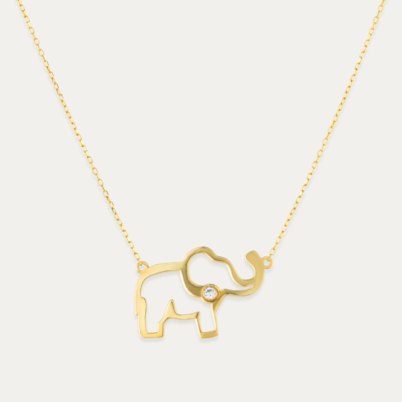 Collar Oro Elefante Circonita Bella