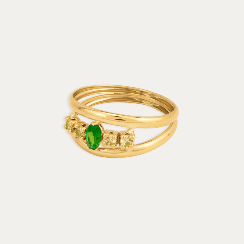 Anillo Oro Color Esmeralda Kitty Gummy Perfil