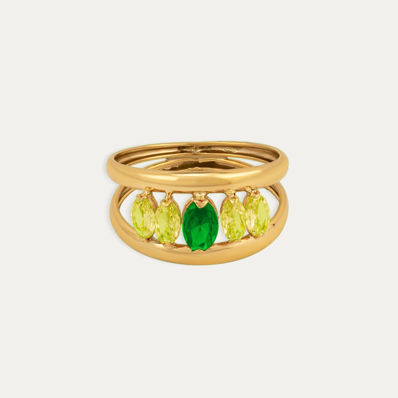 Anillo Oro Color Esmeralda Teddy Gummy