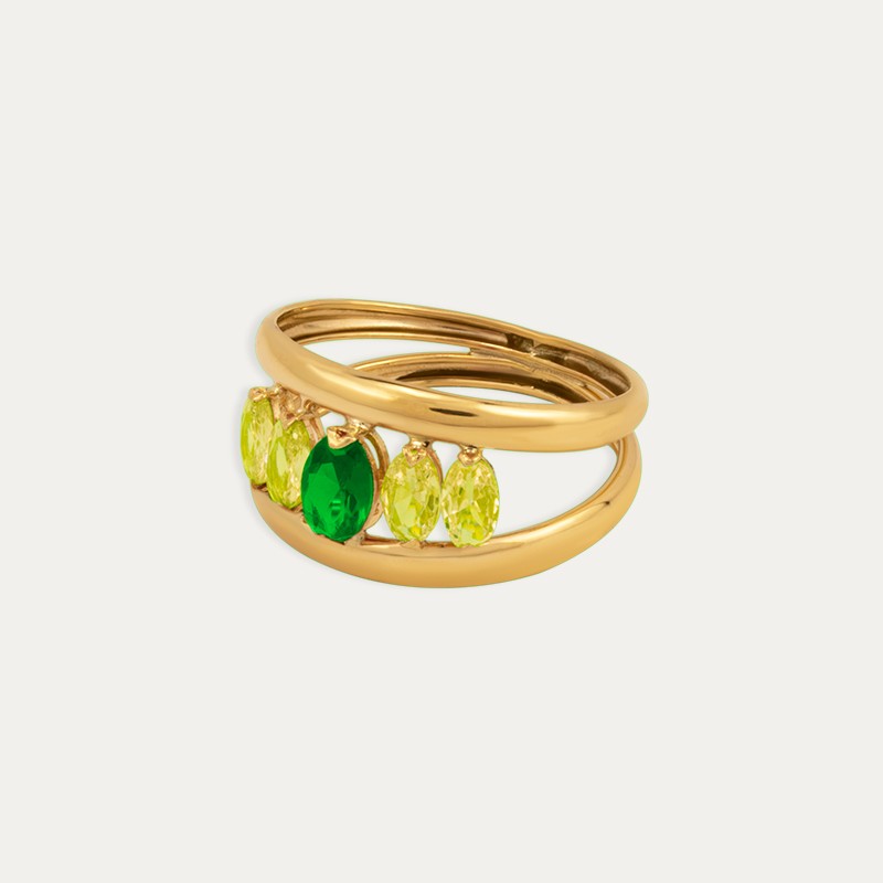 Anillo Oro Color Esmeralda Teddy Gummy Perfil