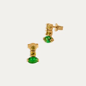 Pendientes Oro Color Esmeralda Gummy