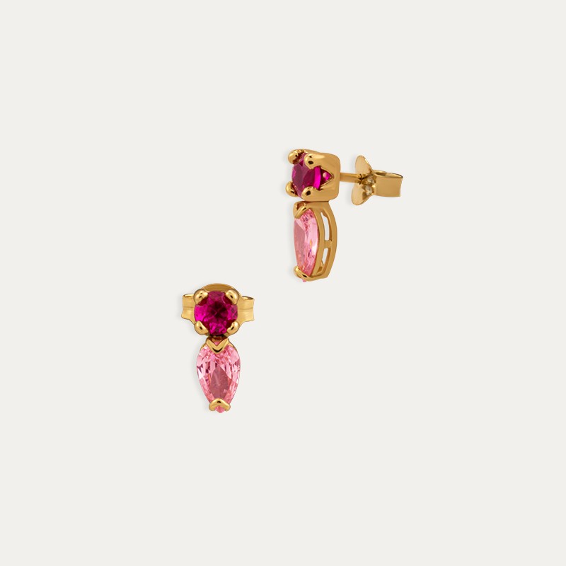 Pendientes Oro 9k Color Rubí Gummy