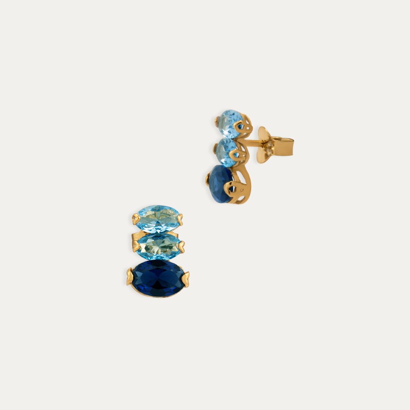 Pendientes Oro 9k Color Zafiro Gummy