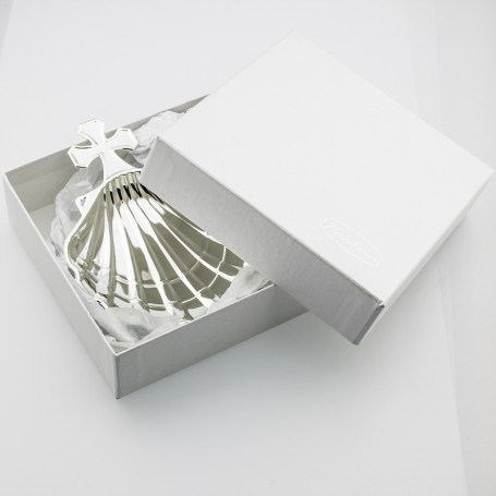 Concha Bautismal Cruz Plateada Caja