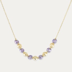 Collar Oro Piedras Color Cord