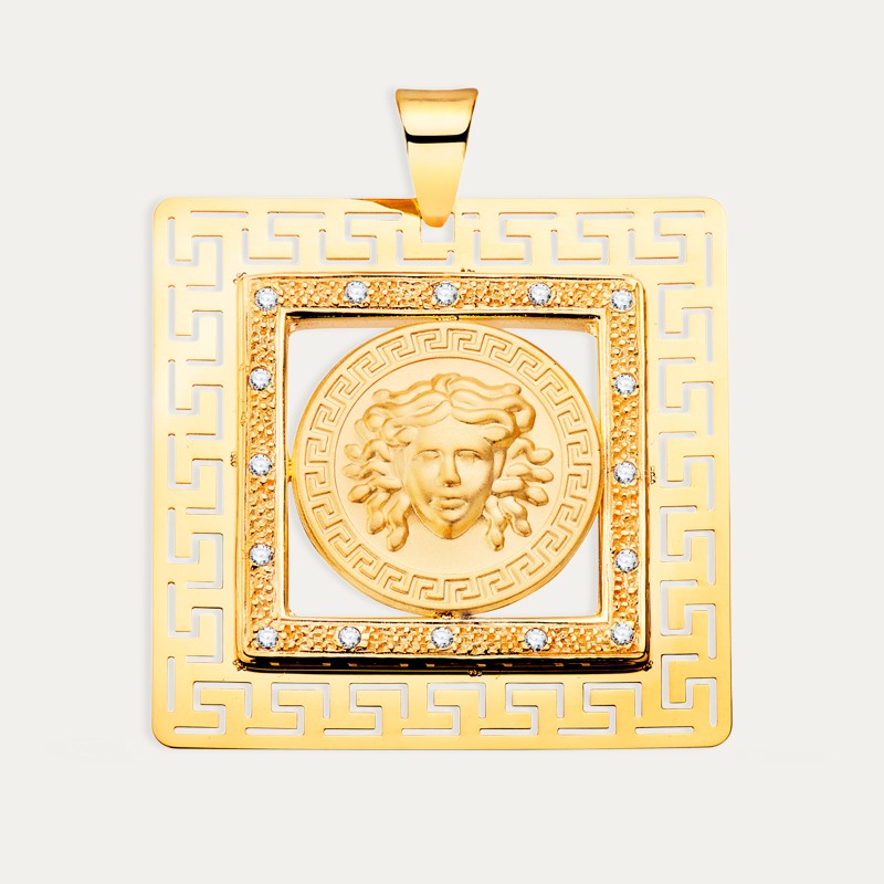 Colgante Oro Circonitas Medusa Greca Kors
