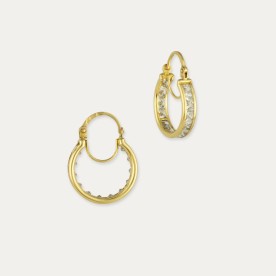 Pendientes Oro Aro Circonitas Toothed