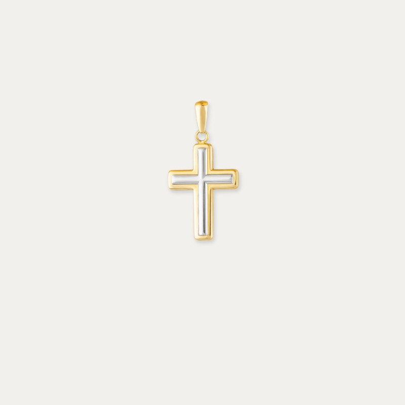 Colgante Cruz Lisa Oro Bicolor Beat