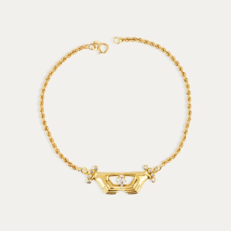Pulsera Oro Dos Manos Circonitas Hands