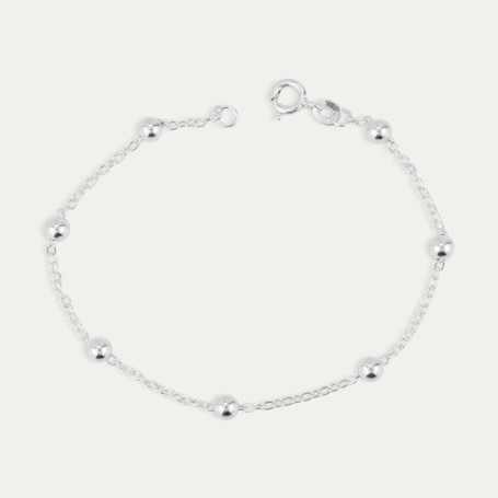 Pulsera Plata Bolas Pebbles
