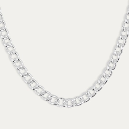 Collar Plata Eslabón Barbado Texturizado Small