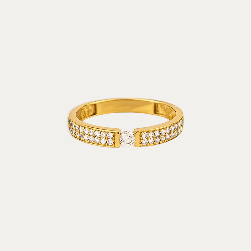 Anillo Oro Circonitas Studded