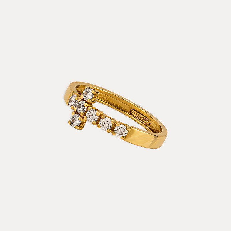 Anillo Oro Cruz Circonitas Molten