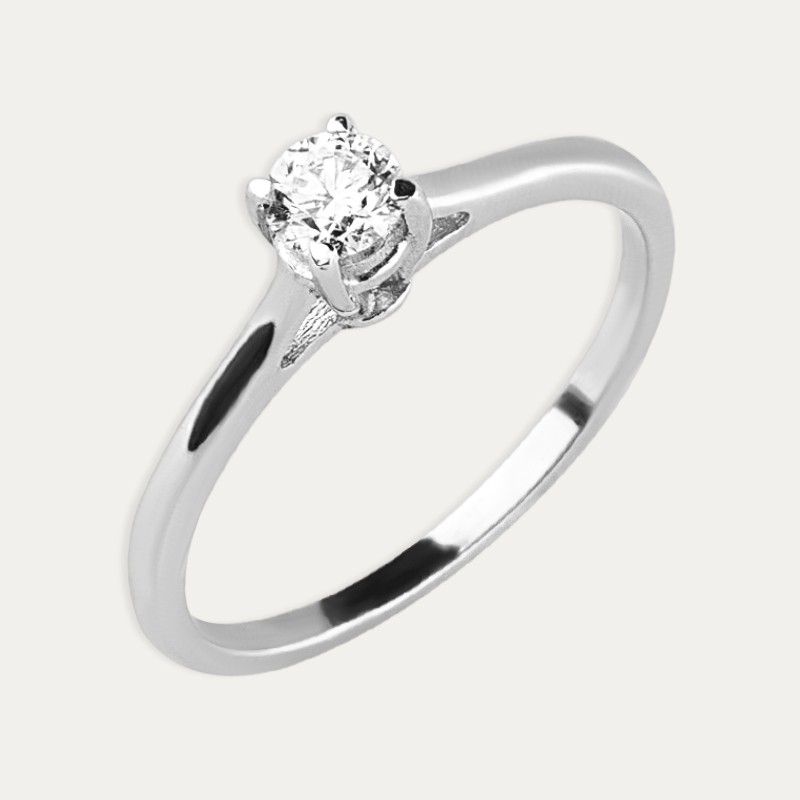 Solitario Oro Blanco Diamante Danna