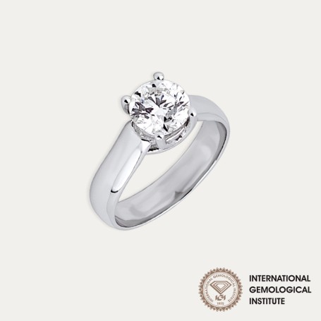 Solitario Oro 9k  Blanco Brillante 1,5cts IGI