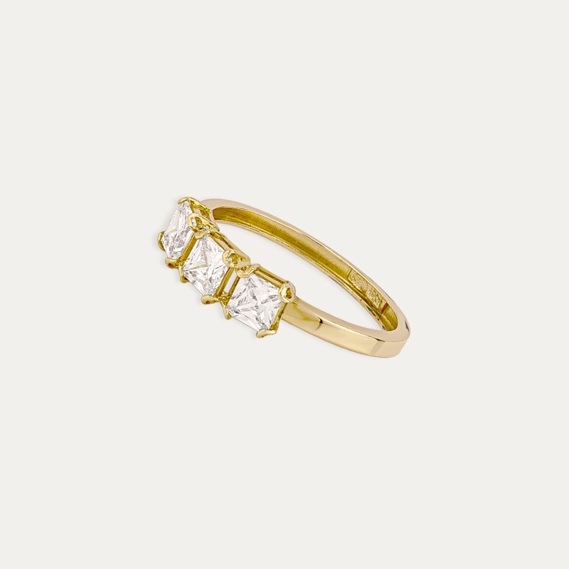 Anillo Oro Tres Circonitas Anserall Perfil