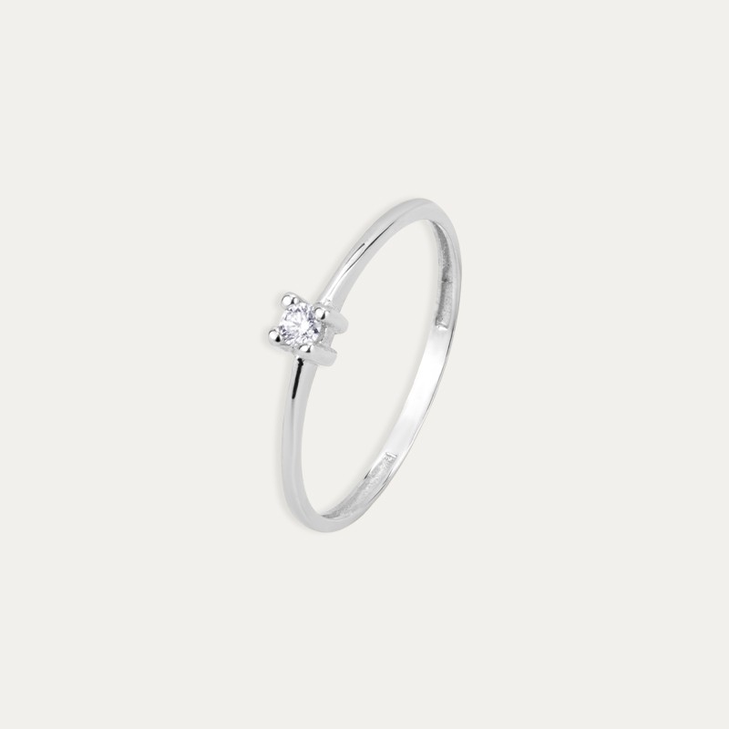 Solitario Oro 9k Blanco Diamante Evie