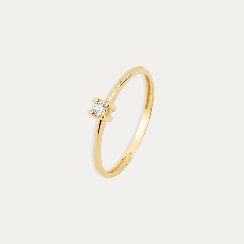 Solitario Oro 9k Diamante Evie
