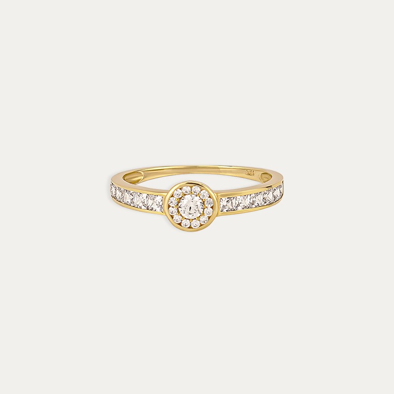 Anillo Oro Circonitas Lirio