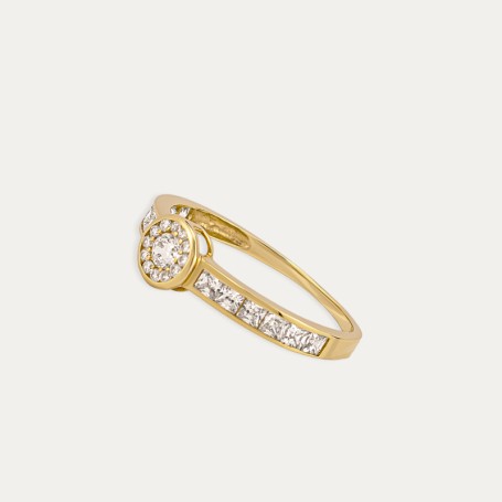 Anillo Oro Circonitas Lirio