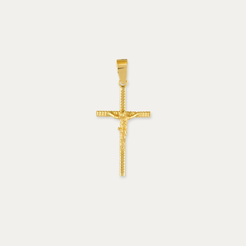 Colgante Oro Cruz Rayada Cristo Divine