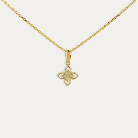 Gargantilla Oro Flor Nácar Circonitas Chlóe