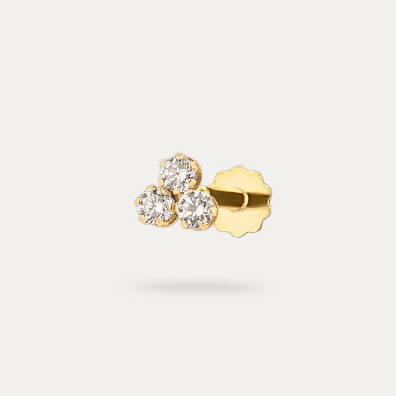 Piercing Oro 9k Tres Circonitas Domaio