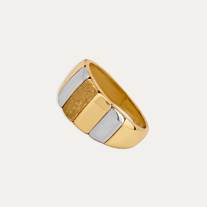 Anillo Oro Bicolor Brillo Mate Pias Perfil