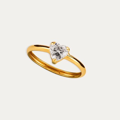 Anillo Oro Circonita Corazón Saorsa