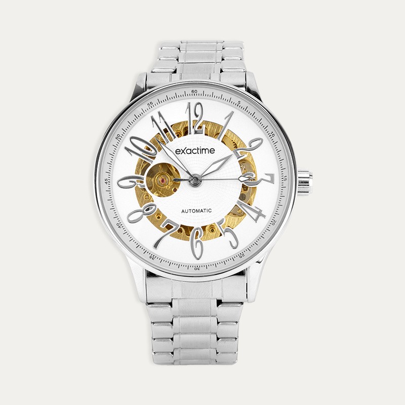 Reloj Automático Acero Plateado Aurium