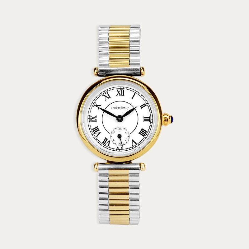 Reloj Señora Acero Bicolor Esfera Blanca Solaris