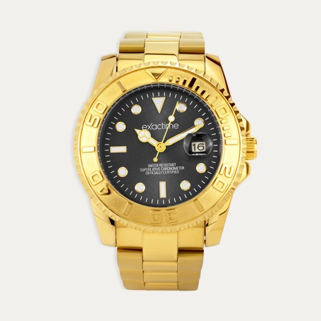 Reloj Acero Dorado Esfera Negra Sinope