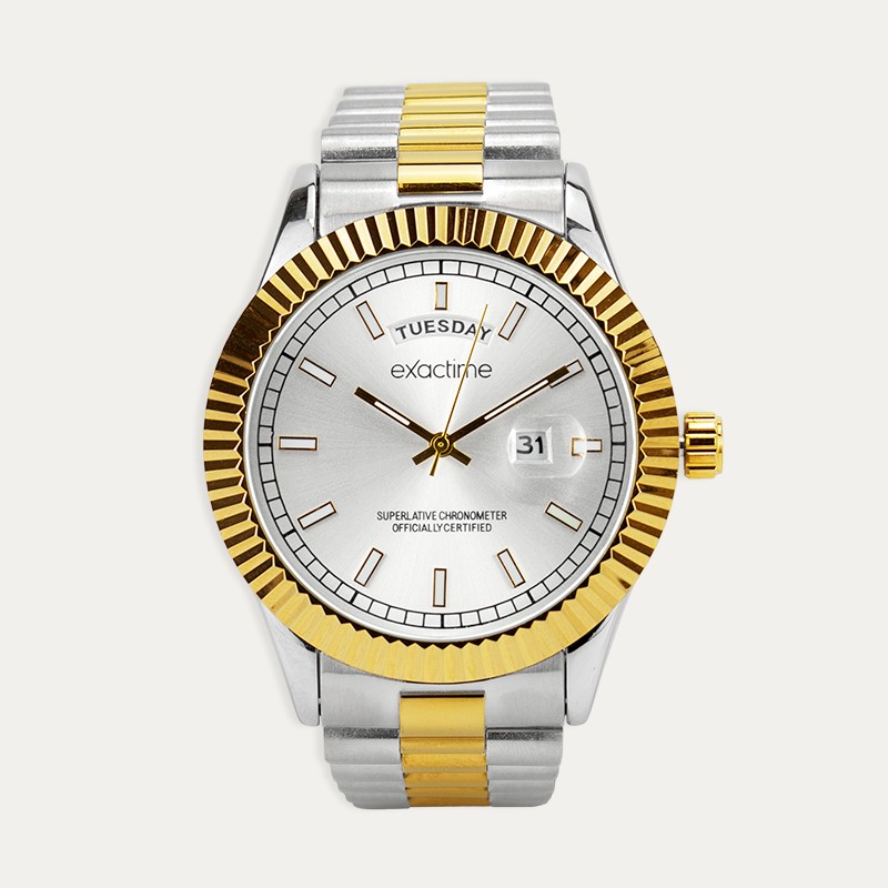 Reloj Acero Bicolor Esfera Metalizada Bursa