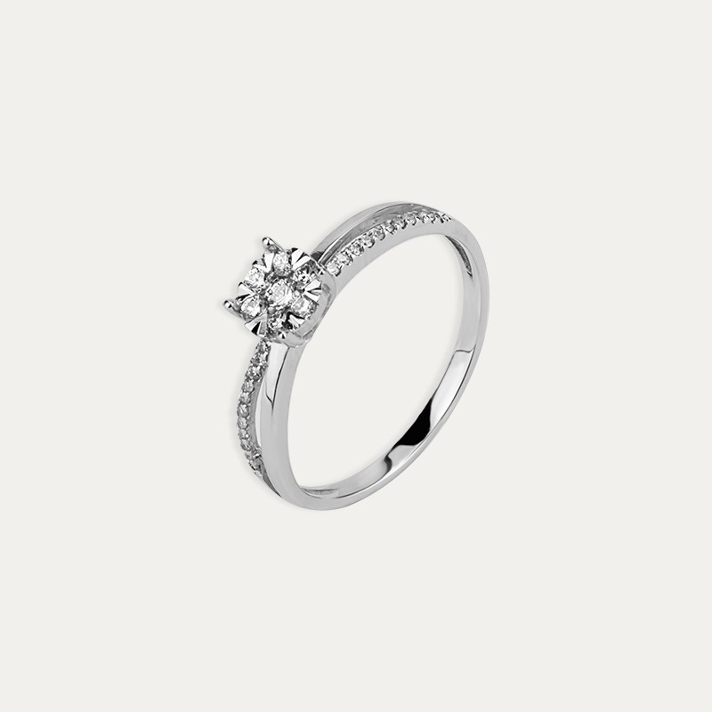 Anillo Oro Blanco Brillantes Double Lustra