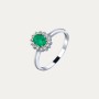Anillo Oro Blanco Brillantes Y Esmeralda Lustra