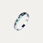 Anillo Oro Blanco Brillantes Y Esmeralda Carril Lustra