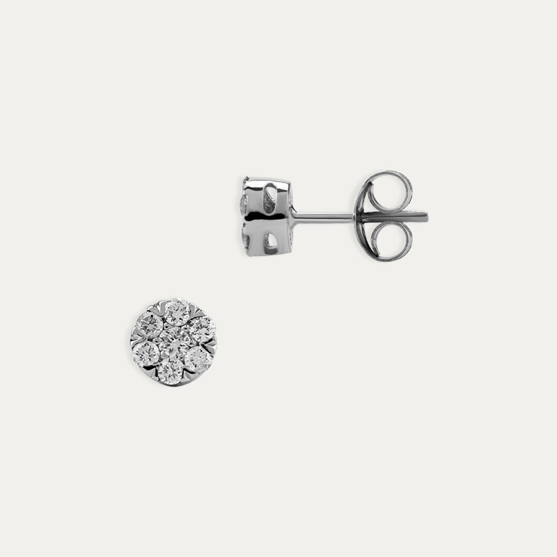 Pendientes Oro Blanco Flor Lustra