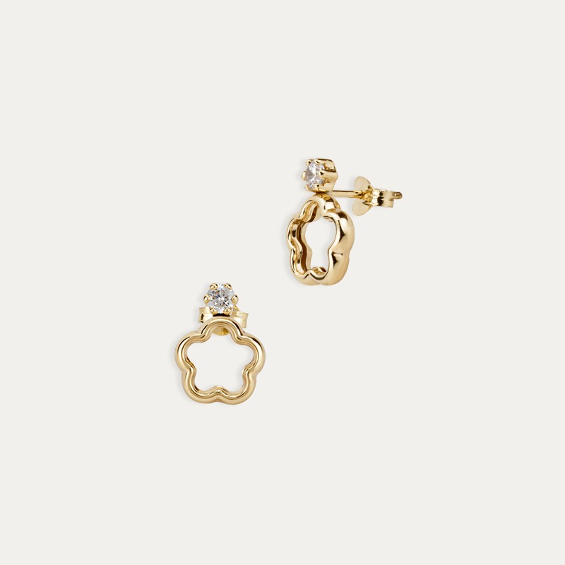 Pendientes Oro Flor Circonita Monckler