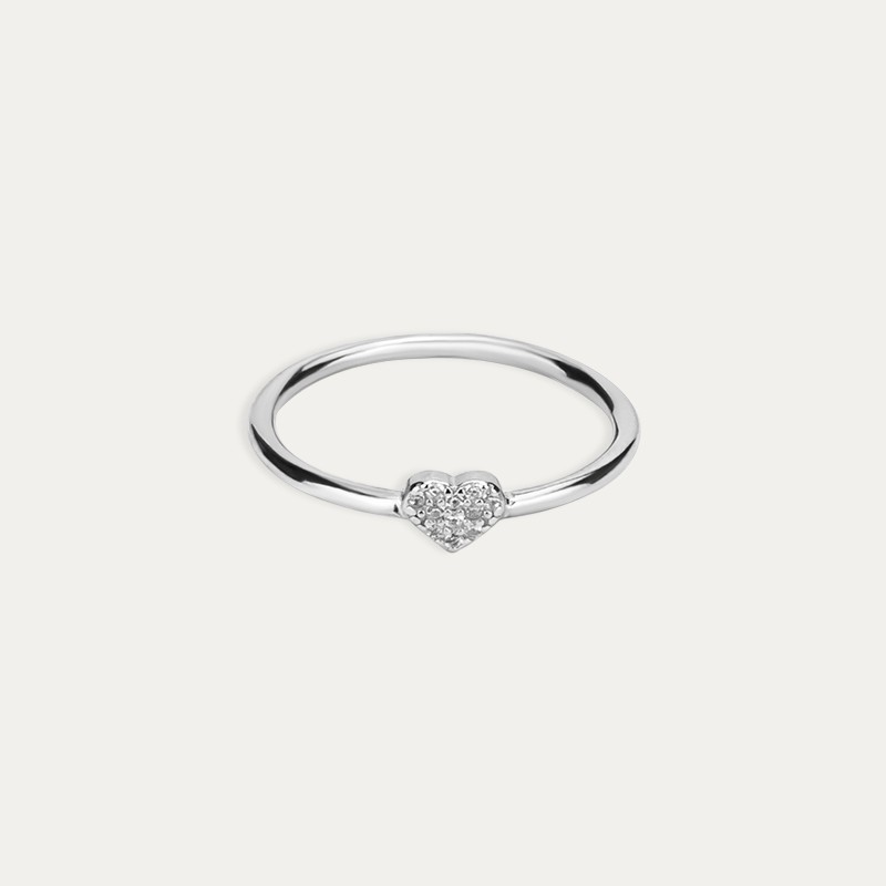 Anillo Plata Circonitas Corazón Promesa