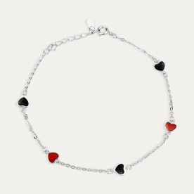 Pulsera Plata Corazones Color Love You