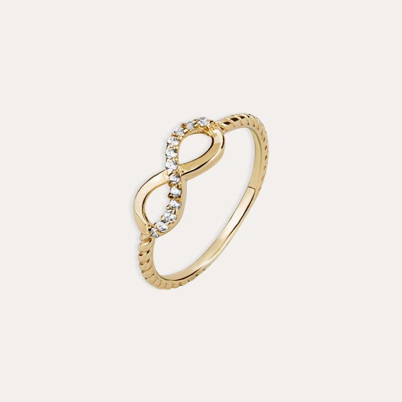 Anillo Oro Circonitas Infinito Atemporal