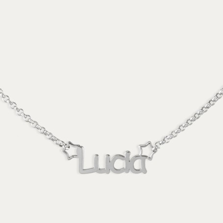 Collar Plata Nombre Personalizado Stars
